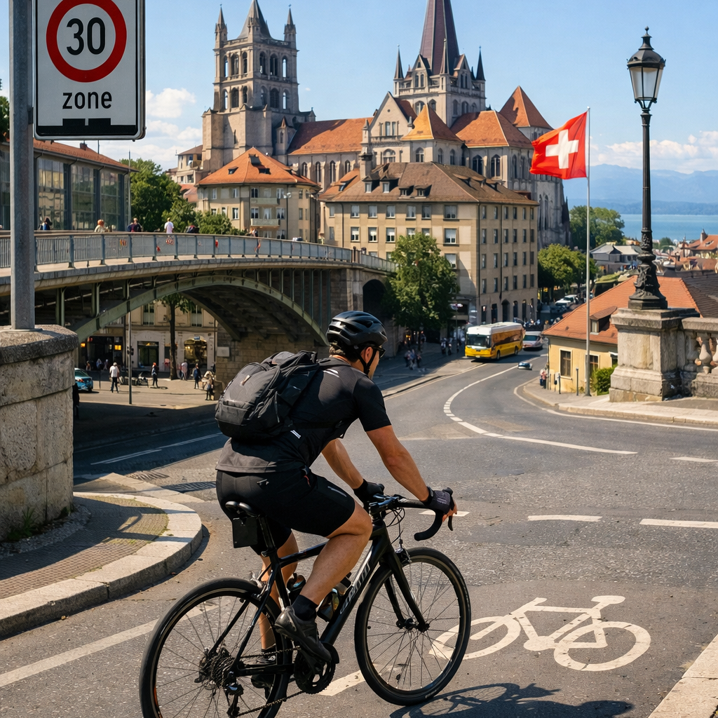 Cycliste dans Lausanne